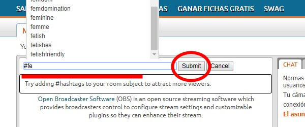 Como se usan las etiquetas hashtag en Chaturbate 3