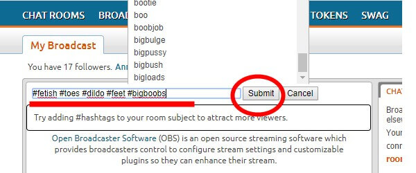how to use hashtags on Chaturbate 1
