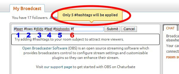 how to use hashtags on Chaturbate 1