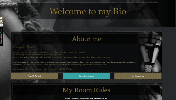 Camsoda Desen 8 - Cod complet deja creat pentru biogtafia ta pe site-ul Camsoda
