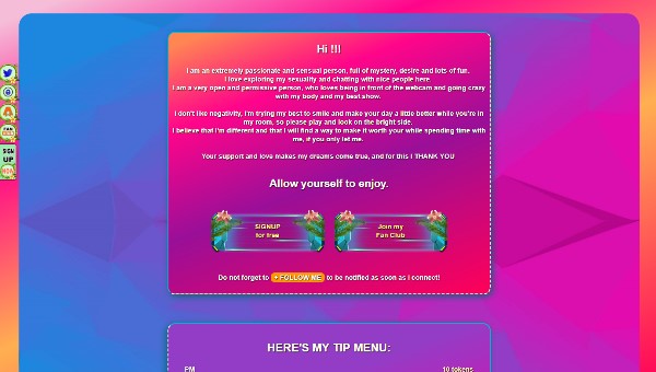 Design 72 - Chaturbate BIO profile already created