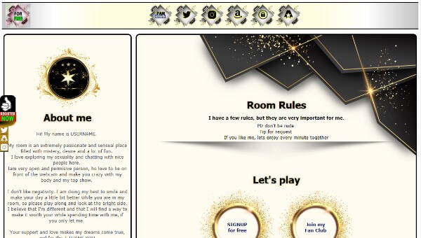 Design 79 - Chaturbate BIO profile already created