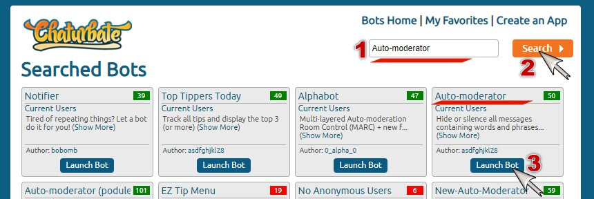 Use auto moderator chaturbate bot